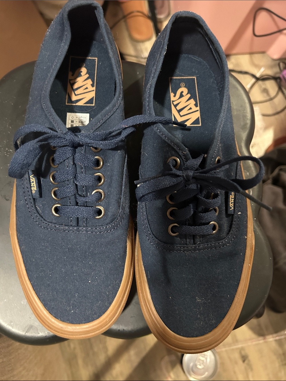 Vans Navy Canvas Low-Top Sneakers with Gum Sole